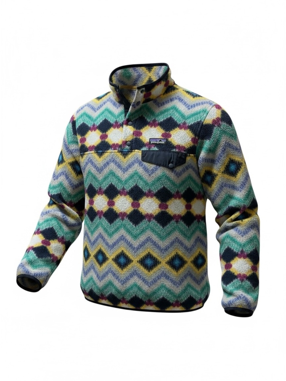 Patagonia Synchilla Sweatshirt Womens Medium Green Aztec Southwestern Snap-T